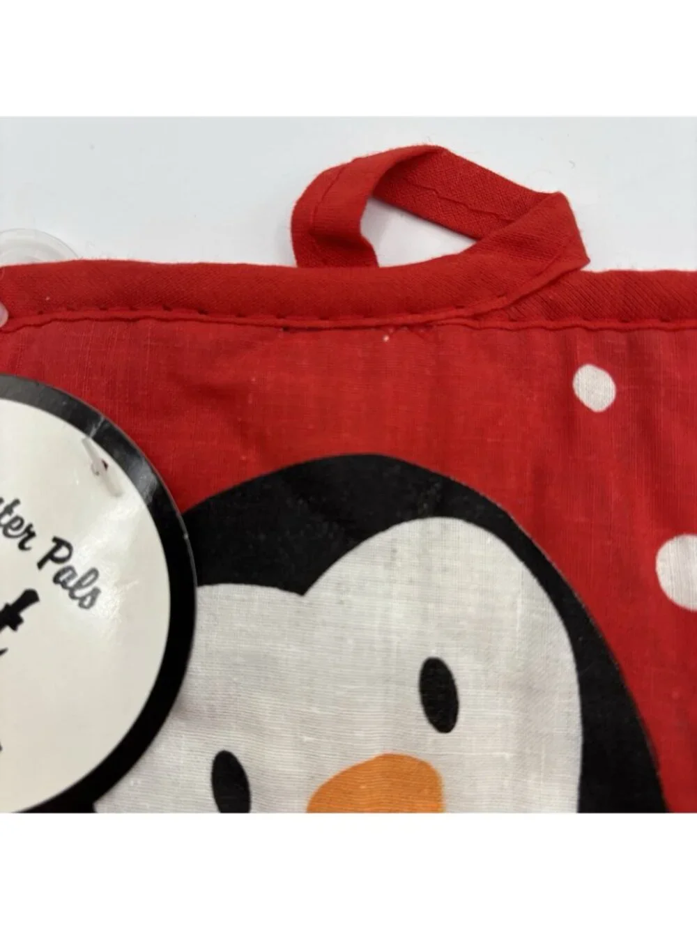 Winter Penguin Pot Holder Square Red White Black Christmas Holiday Decor Hanging